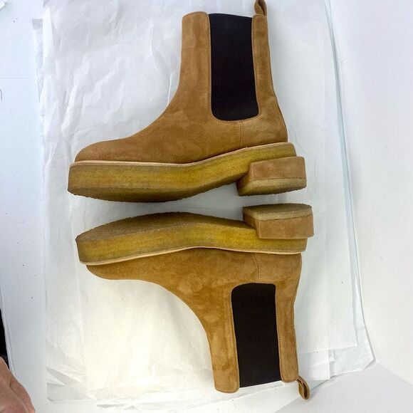 New FRAME Le Canon Platform Women’s Chelsea Boot in Chamois SZ 38.5 ($598) - Picture 4 of 12
